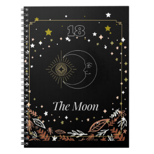 The Moon tarot card art, celestial Notizblock