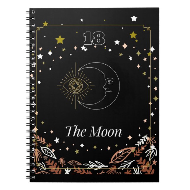 The Moon tarot card art, celestial Notizblock (Vorderseite)
