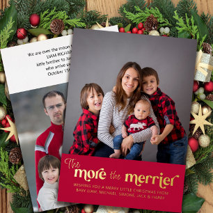 The More the Merrier 2 Foto Baby Geburt Gold Folien Feiertagskarte