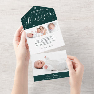 The More The Merrier 4 Fotos Geburtsanzeige All In One Einladung