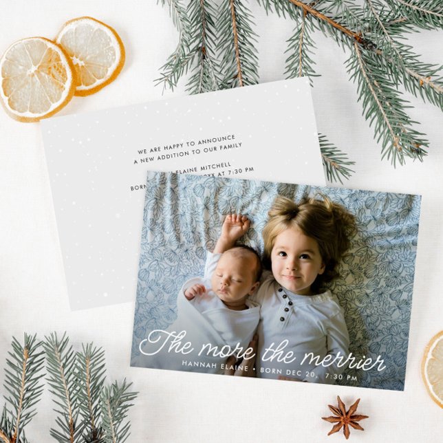 the more the merrier birth announcement card ankündigung (Von Creator hochgeladen)
