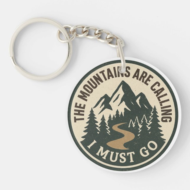 The Mountains Are Calling – Adventure Hiking Badge Schlüsselanhänger (Vorderseite)