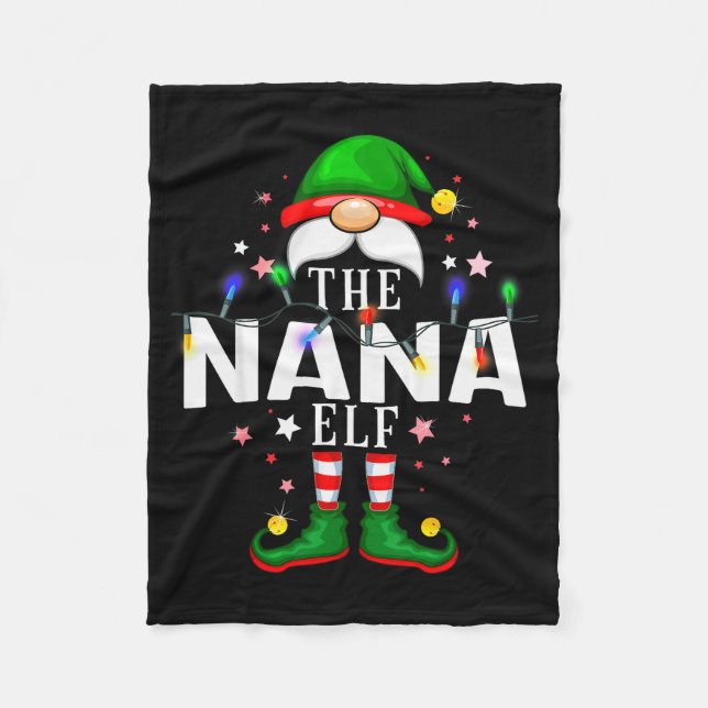 The Nana Elf Christmas Family Pajama Party  Fleecedecke (Vorderseite)
