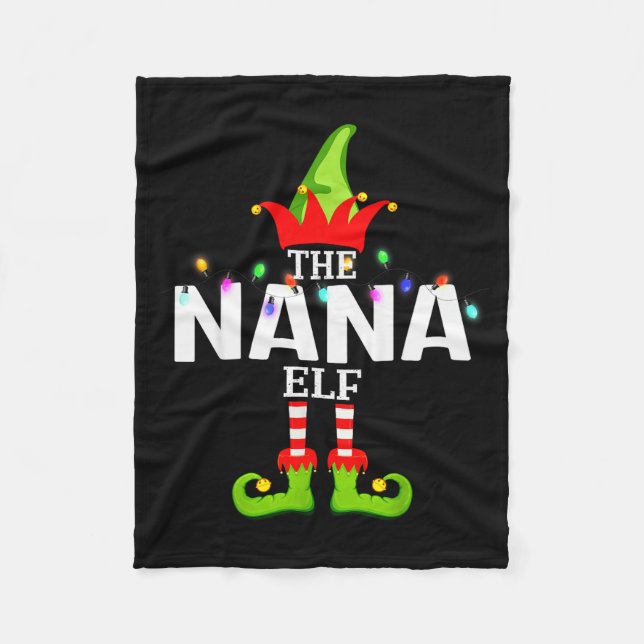 The Nana Elf Christmas Matching Pajamas  Fleecedecke (Vorderseite)