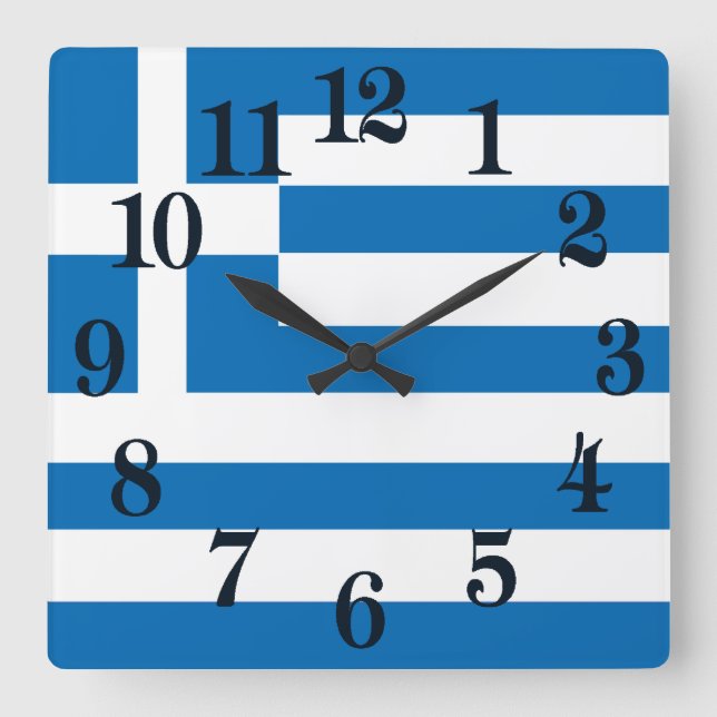 The National flag of Greece Quadratische Wanduhr (Vorderseite)