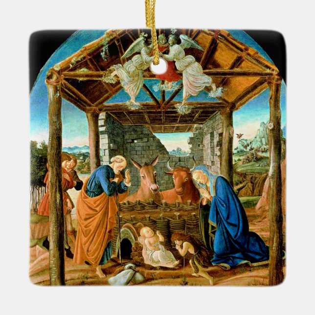 The Nativity, famous painting by Sandro Botticelli Keramikornament (Vorderseite)