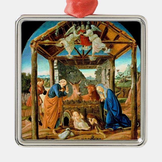 The Nativity, famous painting by Sandro Botticelli Ornament Aus Metall (Vorne)