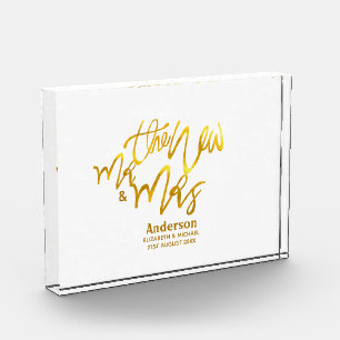 The New Mr and Mrs (Name, Datum, Ort) Gold Fotoblock
