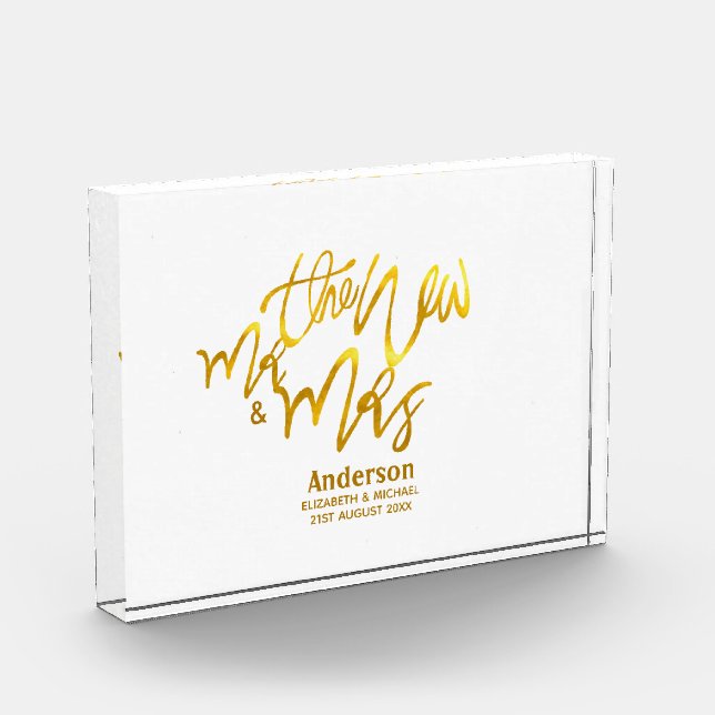 The New Mr and Mrs (Name, Datum, Ort) Gold Fotoblock (Links)