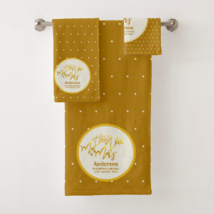 The New Mr. and Mrs (Name, Datum) Wedding Gold Dec Badhandtuch Set