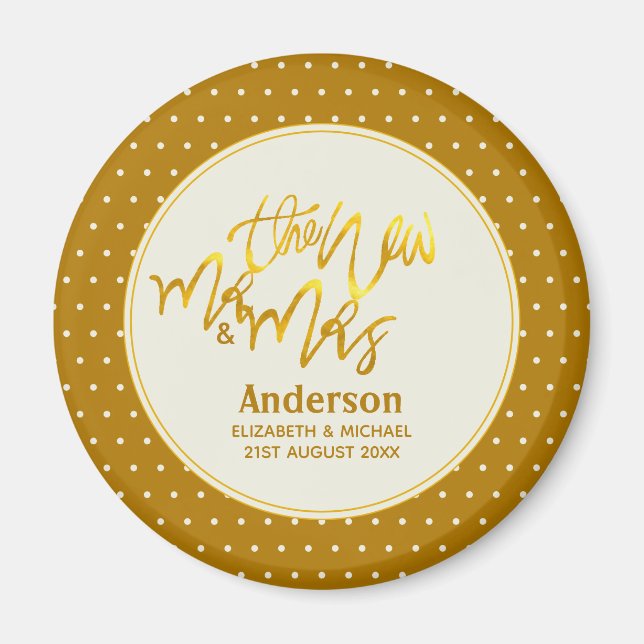 The New Mr. and Mrs (Name, Datum) Wedding Gold Dec Magnet (Vorne)