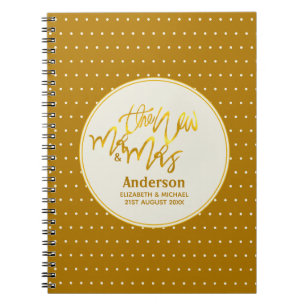 The New Mr. and Mrs (Name, Datum) Wedding Gold Dec Notizblock