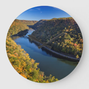 The New River Gorge At Hawks Nest State Park Große Wanduhr