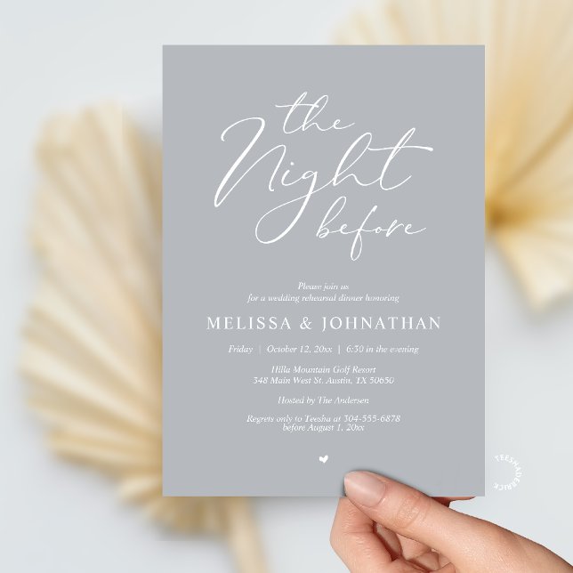The Night Before Romantic Wedding Rehearsal Dinner Einladung (The Night Before Romantic Wedding Rehearsal Dinner Invitation card in Chill Grey)