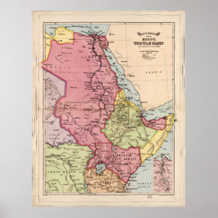 The Nile Basin, Ägypten Map (1916) Poster