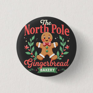The North Pole Gingerbrot Bakery Weihnachten Button