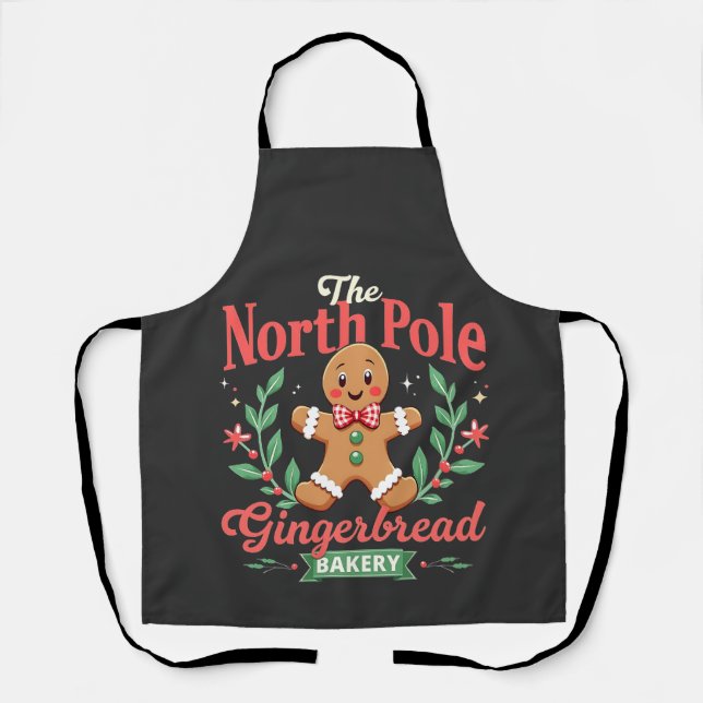 The North Pole Gingerbrot Bakery Weihnachten Schürze (Vorderseite)