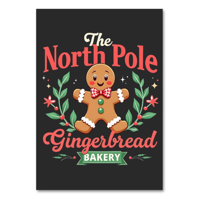 The North Pole Gingerbrot Bakery Weihnachten Tischnummer (Vorderseite)