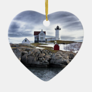 The "Nubble" Cape Neddick lighthouse York, Maine Keramikornament