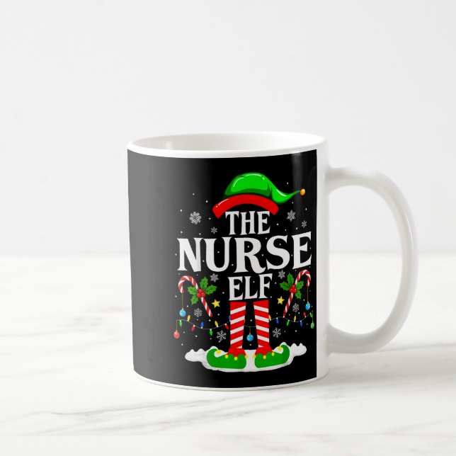 The Nurse Elf Christmas Nursing Funny Rn Christmas Kaffeetasse (Rechts)