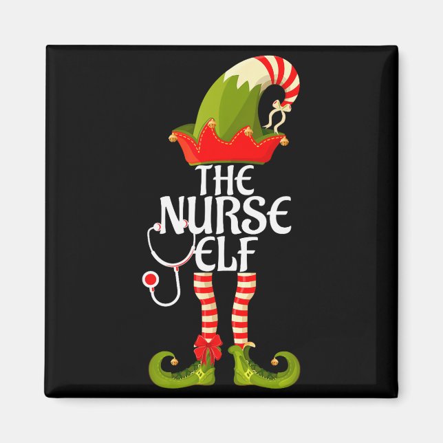 The Nurse Elf Family Matching Christmas 2023  Magnet (Vorne)