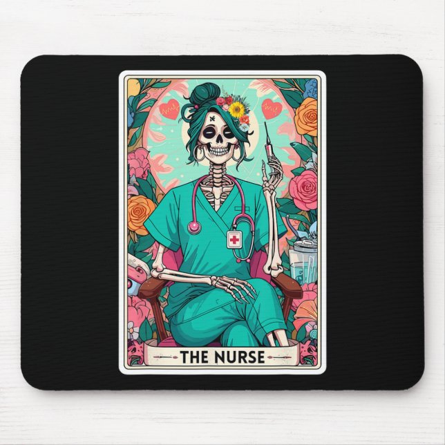 The Nurse Tarot Card Funny Skelett Nurse Hexy Mousepad (Vorne)