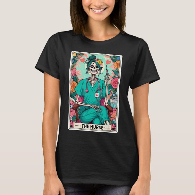 The Nurse Tarot Card Funny Skelett Nurse Hexy T-Shirt (Vorderseite)