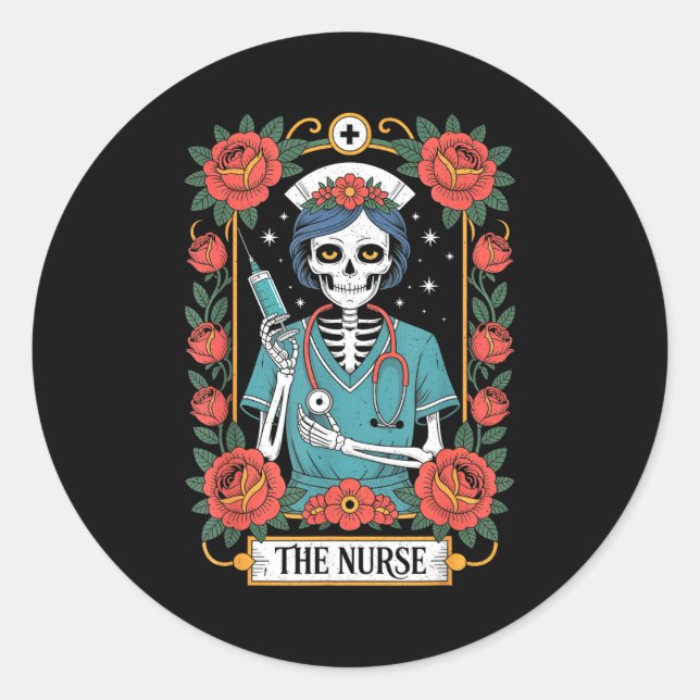 The Nurse Tarot Card  Runder Aufkleber (Vorderseite)