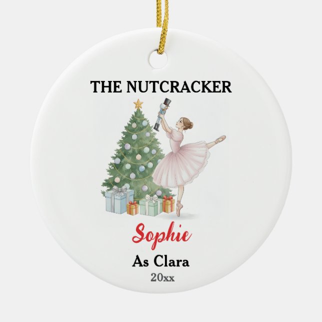 The Nutcracker Ballerina Custom Name & Role Keramik Ornament (Vorne)