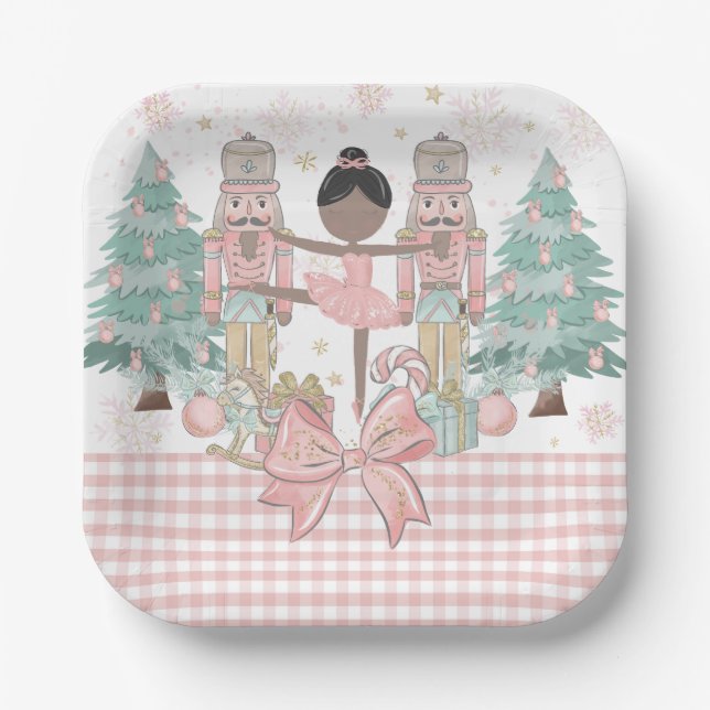The Nutcracker Ballet Pastel Blush Pink Christmas Pappteller (Vorderseite)