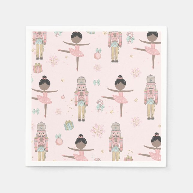 The Nutcracker Pink Christmas Ballet 1st Birthday Serviette (Vorderseite)