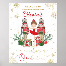 The Nutcracker Winter Onederland 1st Birthday Red  Poster