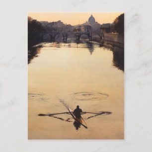 "The Oarsman" Tiber River Watercolor Postkarte