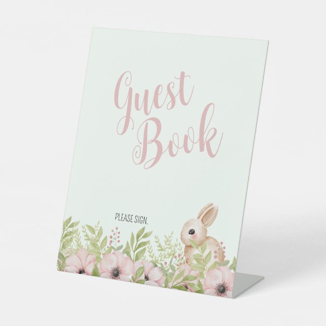 The Oaster Bunny Baby Shooting Guest Book Sign Sockelschild (Vorderseite)