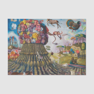 The Odd Farm Day Surreal Painting Seidenpapier