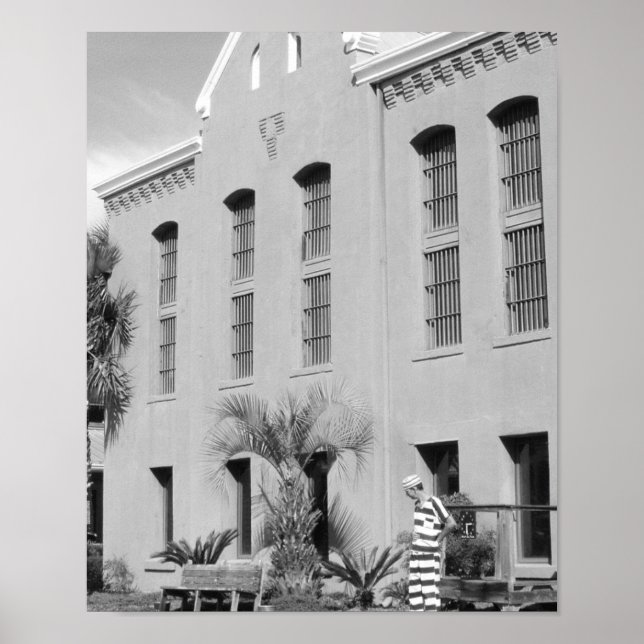 The Old Jail St Augustine Florida B&W Foto Poster (Vorne)