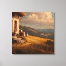 The Old Lady and Her Dog Leinwanddruck