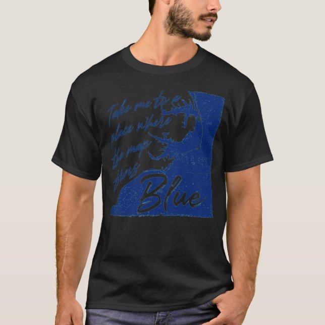 The Old North State - Map Turns Blue NC T-Shirt (Vorderseite)