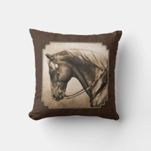 The Old West Quarter Horse Sepia Brown Kissen