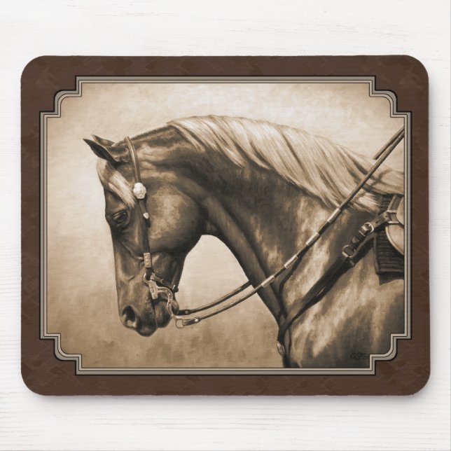 The Old West Quarter Horse Sepia Brown Mousepad (Vorne)