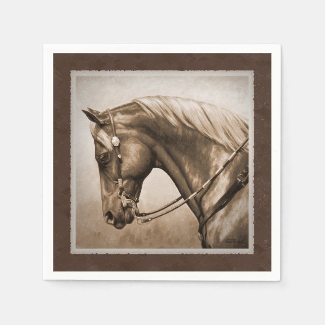 The Old West Quarter Horse Sepia Brown Serviette (Vorderseite)