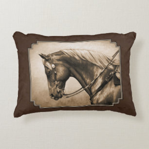 The Old West Quarter Horse Sepia Brown Zierkissen