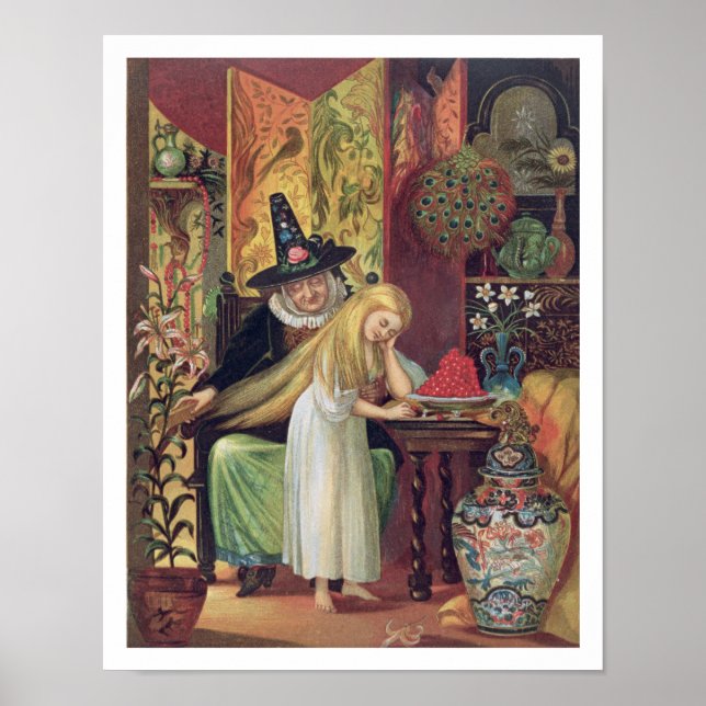 The Old Witch combing Gerda's hair with a golden c Poster (Vorne)