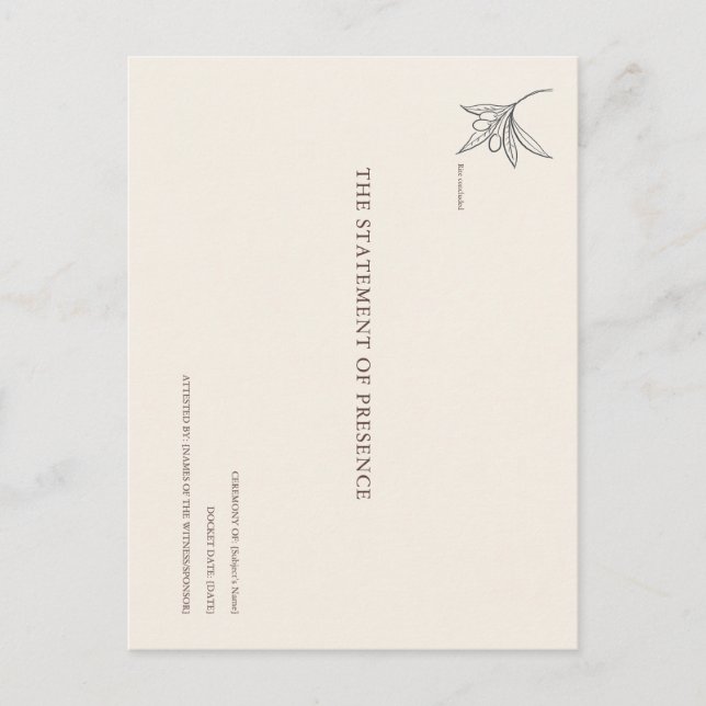 The Olive Branch- Sacrament Witness Card Postkarte (Vorderseite)