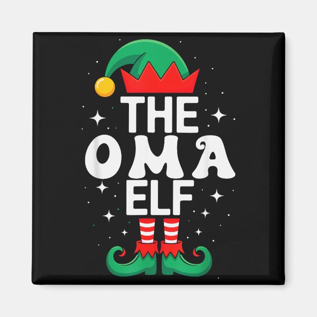The Oma Elf Funny Christmas Matching Family Group  Magnet (Vorne)