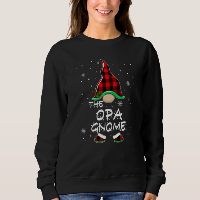 The Opa Gnome Red Buffalo Plaid Christmas Pajama Sweatshirt (Vorderseite)