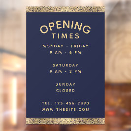 The Openes Times Navy Blue Gold Rose Vintag Elegan Fensteraufkleber