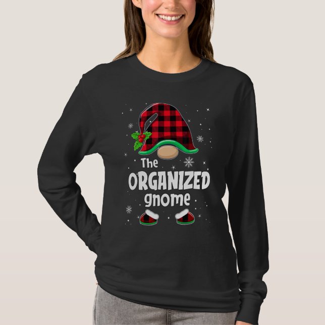 The Organized Gnome Buffalo Plaid Christmas Matchi T-Shirt (Vorderseite)