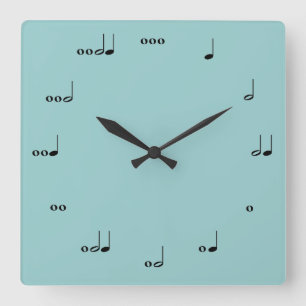 The Original Music Note Clock Quadratische Wanduhr