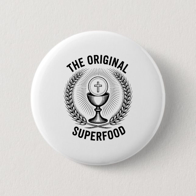 The Original Superfood Eucharist Catholic M  Button (Vorderseite)